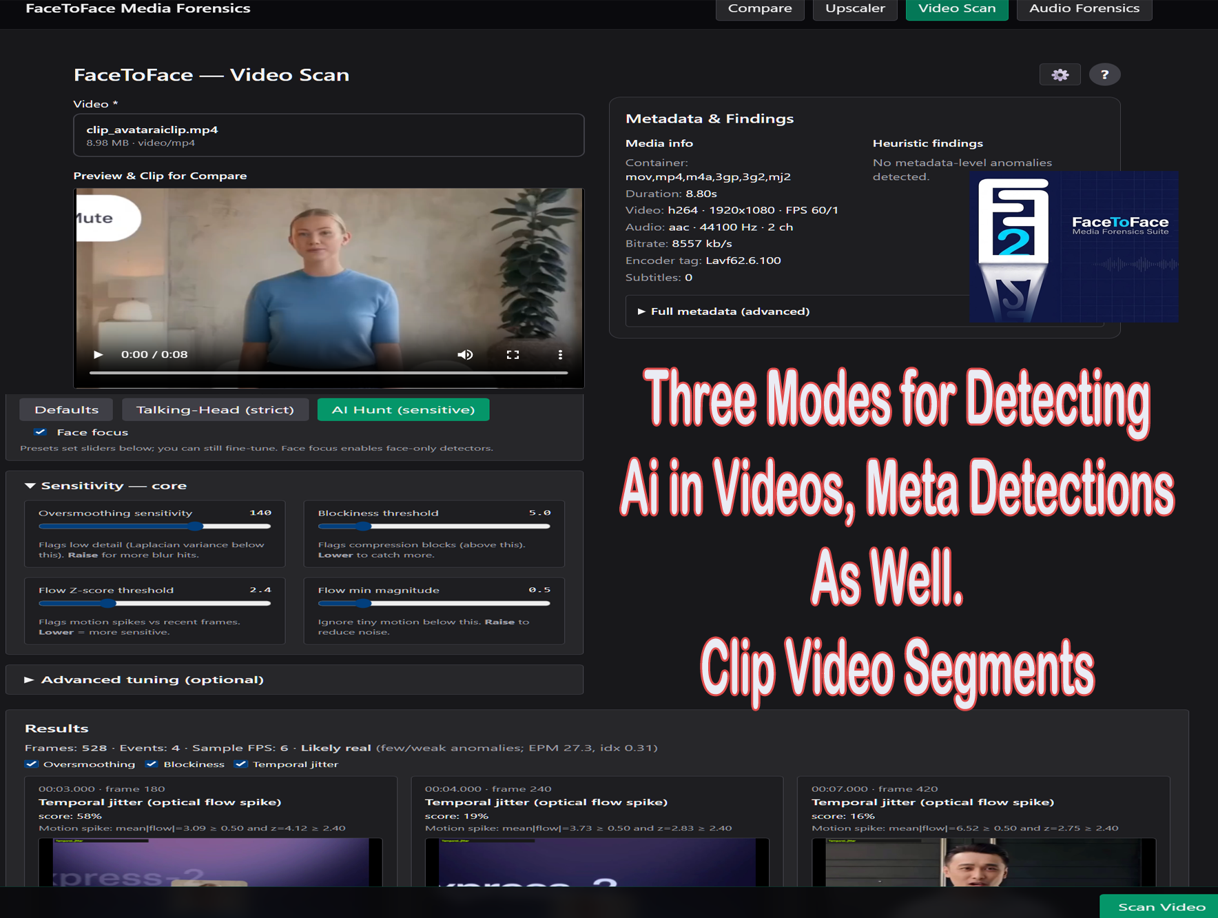 Video Scan — AI Detection Modes